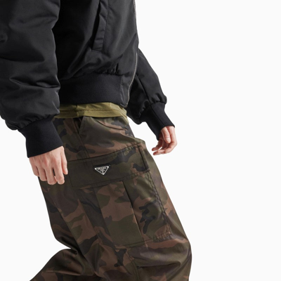 Shop Prada Camouflage Cargo Trousers In Re-nylon Men In Green