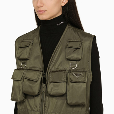 Shop Prada Military Green-coloured Re-nylon Vest Women