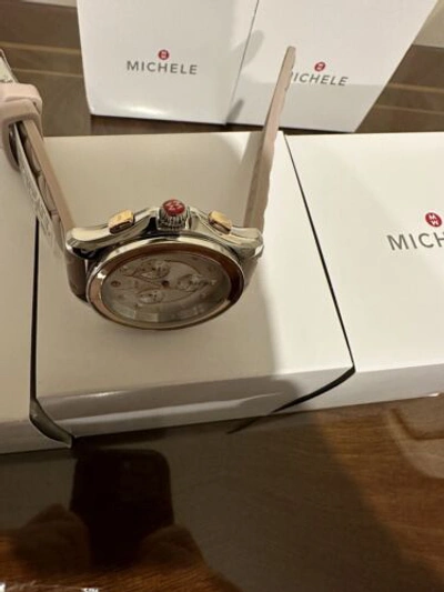 Pre-owned Michele Cape Lilac Pink Rose Gold Silver Two Tone Watch Mww27e000028 Box
