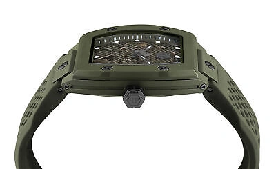 Pre-owned Philipp Plein Green Mens Analogue Watch The Skeleton Ecoceramic Pwvba0223