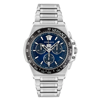 Pre-owned Versace Silver Mens Chronograph Watch Greca Extreme Chrono Ve7h00423