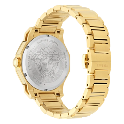 Pre-owned Versace Gold Womens Analogue Watch Medusa Deco Ve7b00623