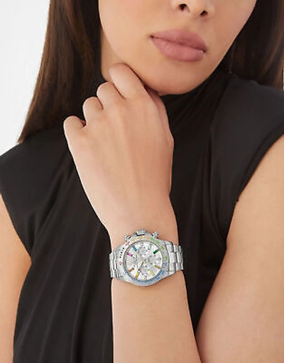 Pre-owned Philipp Plein Silver Womens Chronograph Watch Nobile Lady Pwsba0123