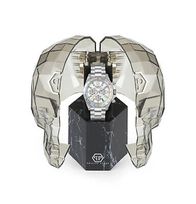Pre-owned Philipp Plein Silver Womens Chronograph Watch Nobile Lady Pwsba0123