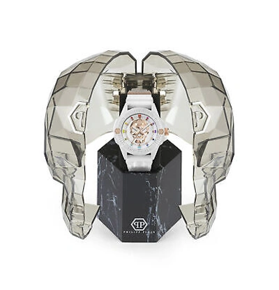 Pre-owned Philipp Plein White Mens Analogue Watch The $kull Ecoceramic Pwuba0123