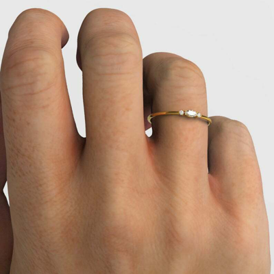 Pre-owned Handmade Marquise Diamond Stacking Ring / 14k Marquise And Round Diamond Wedding Ring / In White