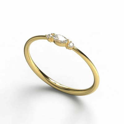 Pre-owned Handmade Marquise Diamond Stacking Ring / 14k Marquise And Round Diamond Wedding Ring / In White