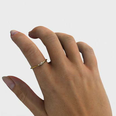 Pre-owned Handmade Marquise Diamond Stacking Ring / 14k Marquise And Round Diamond Wedding Ring / In White