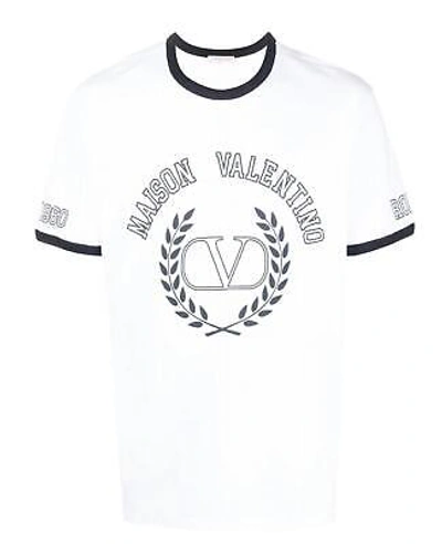 Pre-owned Valentino Garavani Logo Short Sleeve Crew Neck T-shirt For Men In White