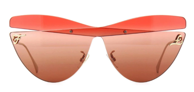 Pre-owned Fendi Ff 0400 Sunglasses Mgtha Gold Frame 0400/s In Brown/red