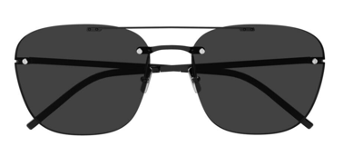 Pre-owned Saint Laurent Sl 309 001 Black/black Rimless Metal Pilot Unisex Sunglasses