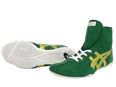 Pre-owned Asics Wrestling Boxing Shoes 1083a001 Ex-eo Twr900 Green Gold In Green, Gold