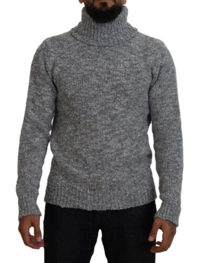 Pre-owned Dolce & Gabbana Dolce&gabbana Men Gray Sweater Wool Blend Knitted Turtleneck Thermal Pullover