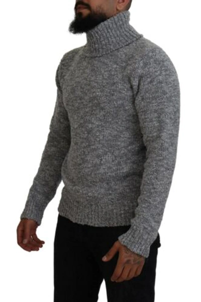 Pre-owned Dolce & Gabbana Dolce&gabbana Men Gray Sweater Wool Blend Knitted Turtleneck Thermal Pullover