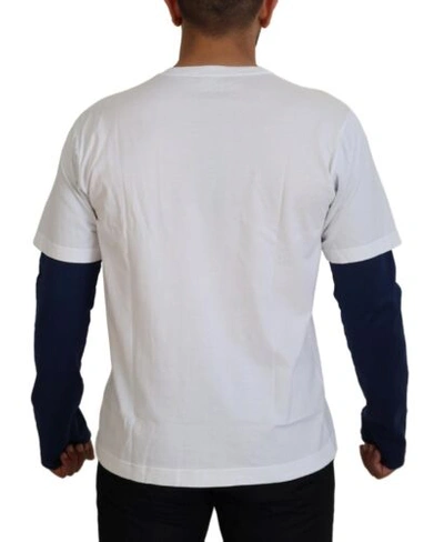 Pre-owned Dolce & Gabbana Dolce&gabbana Men Blue White Sweatshirt 100% Cotton Crew Neck Casual Pullover