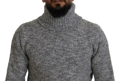 Pre-owned Dolce & Gabbana Dolce&gabbana Men Gray Sweater Wool Blend Knitted Turtleneck Thermal Pullover
