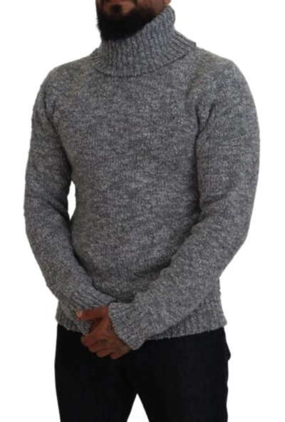 Pre-owned Dolce & Gabbana Dolce&gabbana Men Gray Sweater Wool Blend Knitted Turtleneck Thermal Pullover