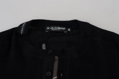 Pre-owned Dolce & Gabbana Dolce&gabbana Men Black Sweater 100% Cashmere Button Round Neck Pullover It 44
