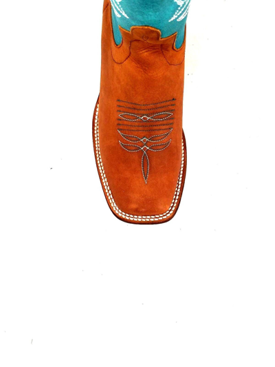 Pre-owned Macie Bean Pocket Top Again Square Toe Western Boots M9126 Zipper In Brown