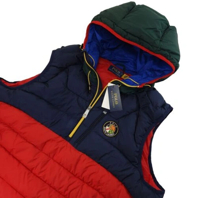 Pre-owned Polo Ralph Lauren Cookie Crest Downhill Skier 1/4 Zip Pullover Down Vest Sz Xxl In Multicolor