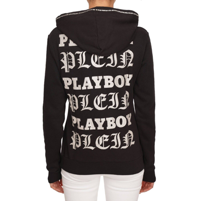 Pre-owned Philipp Plein X Playboy Lips Cover Hoodie Sweatshirt Crystals Logo Black 08479