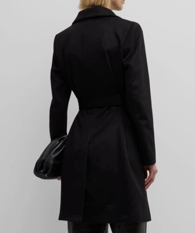 Pre-owned Fleurette $1895  Women's Black Monroe Cashmere Belted Wrap Coat Jacket Size 2
