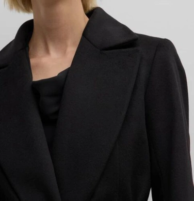 Pre-owned Fleurette $1895  Women's Black Monroe Cashmere Belted Wrap Coat Jacket Size 2