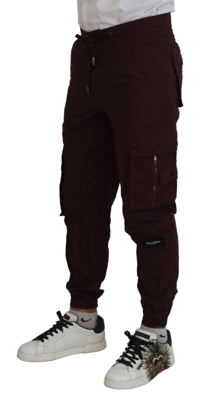 Pre-owned Dolce & Gabbana Pants Bordeaux Cotton Cargo Jogger Sweatpants It46/w32/s 1120usd In Red