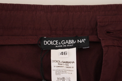 Pre-owned Dolce & Gabbana Pants Bordeaux Cotton Cargo Jogger Sweatpants It46/w32/s 1120usd In Red
