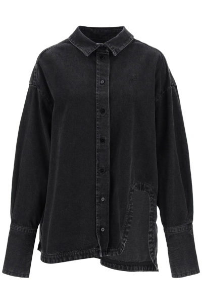 Shop Attico The  Diana Denim Overshirt Women In Black