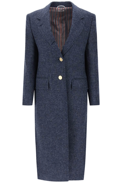 Shop Thom Browne Single-breasted Coat In Wool Women In Blue
