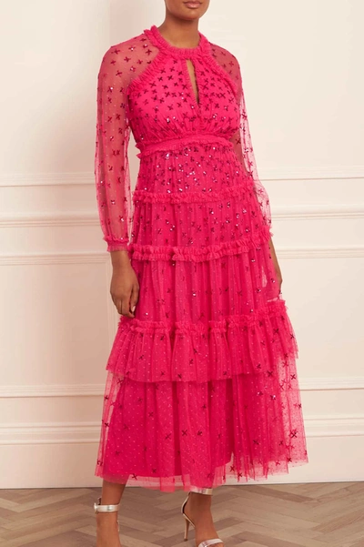 Shop Needle & Thread Sequin Kisses Ankle Gown In Pink