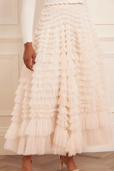 Needle & Thread Hattie Ruffled Tulle Skirt In Champagne