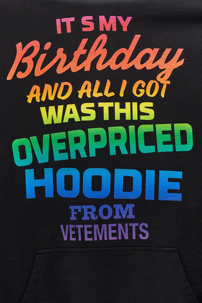 Shop Vetements Women Overpriced Birthday Hoodie In Black