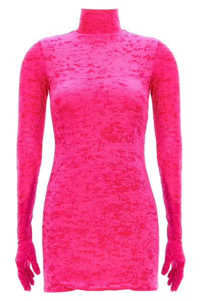 Shop Vetements Women Velvet Styling Mini Dress In Pink