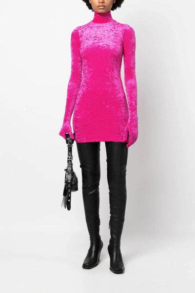 Shop Vetements Women Velvet Styling Mini Dress In Pink
