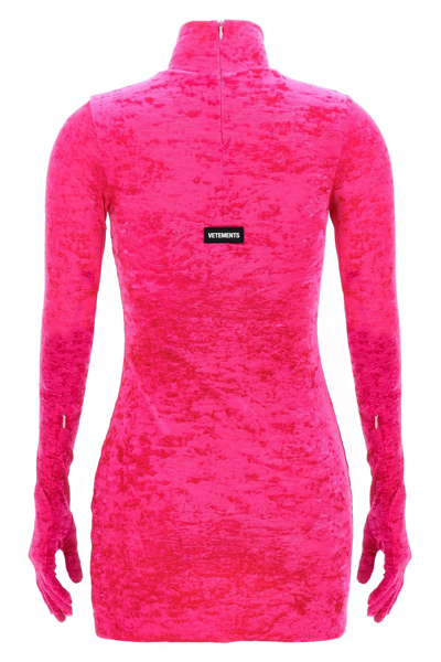 Shop Vetements Women Velvet Styling Mini Dress In Pink