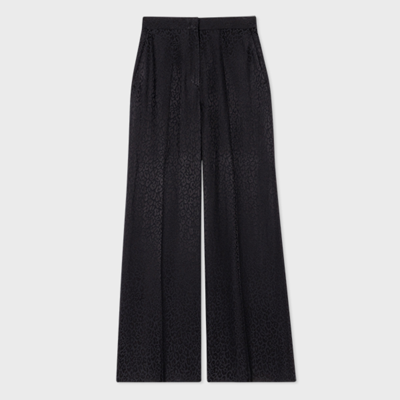 Shop Ps By Paul Smith Women's Black Animal Jacquard Wide-leg Trousers