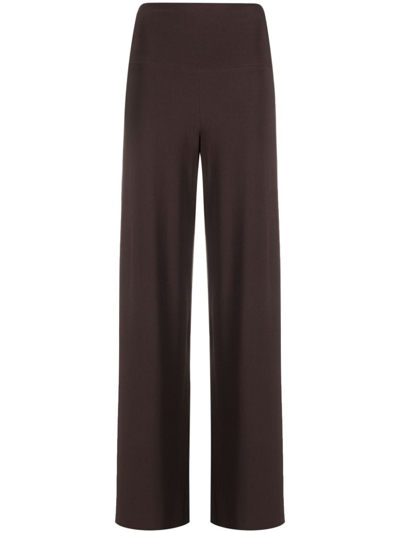 Shop Norma Kamali High-waist Wide-leg Trousers In Brown