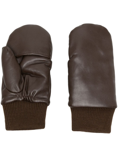 Shop Jakke A Milla Ribbed-cuffs Gloves In Brown