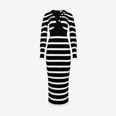Shop Alexander Mcqueen Striped Pencil Dress In Black/ivory