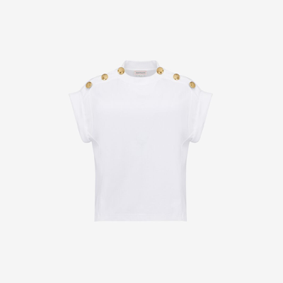 Shop Alexander Mcqueen Seal Button T-shirt In White