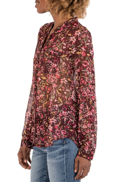 Shop Kut From The Kloth Jasmine Chiffon Button-up Shirt In Marsan Bordeaux Pink