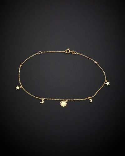 Shop Italian Gold 14k  Sun, Moon, & Star Charm Anklet