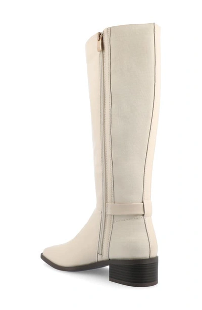 Journee Collection Wide Width Wide Calf Womens Londyn Tru Comfort Foam Stacked Block Heel Square Toe Boots In Bone