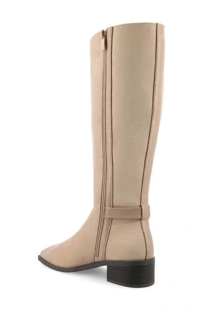 Journee Collection Wide Width Wide Calf Womens Londyn Tru Comfort Foam Stacked Block Heel Square Toe Boots In Tan