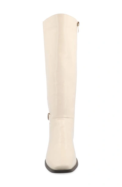 Journee Collection Wide Width Wide Calf Womens Londyn Tru Comfort Foam Stacked Block Heel Square Toe Boots In Bone