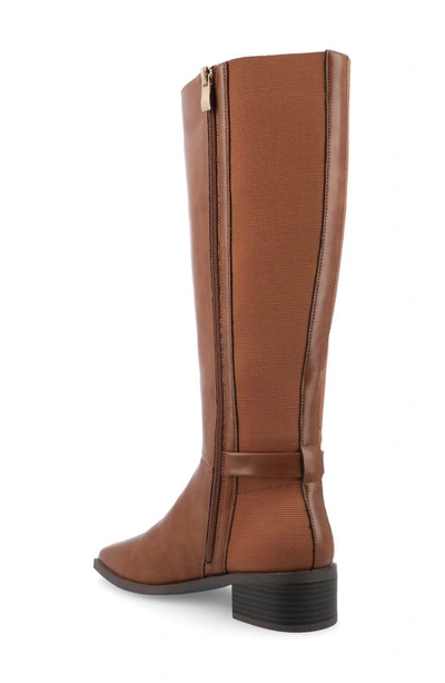 Journee Collection Wide Width Wide Calf Womens Londyn Tru Comfort Foam Stacked Block Heel Square Toe Boots In Cognac
