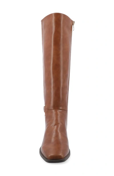 Journee Collection Wide Width Wide Calf Womens Londyn Tru Comfort Foam Stacked Block Heel Square Toe Boots In Cognac