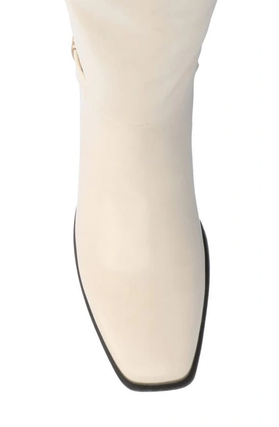 Journee Collection Wide Width Wide Calf Womens Londyn Tru Comfort Foam Stacked Block Heel Square Toe Boots In Bone